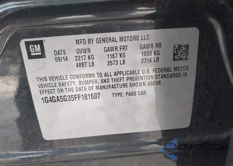 2015 Buick Lacrosse from USA, damaged, VIN 1G4GA5G35FF181607